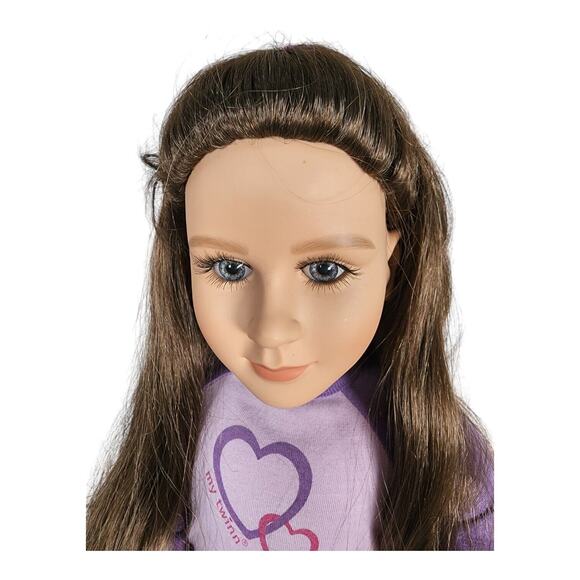 My Twinn 24" Doll 2002 Wearing PJs Poseable Long Dark Brown Hair Blue Eyes - Picture 3 of 16
